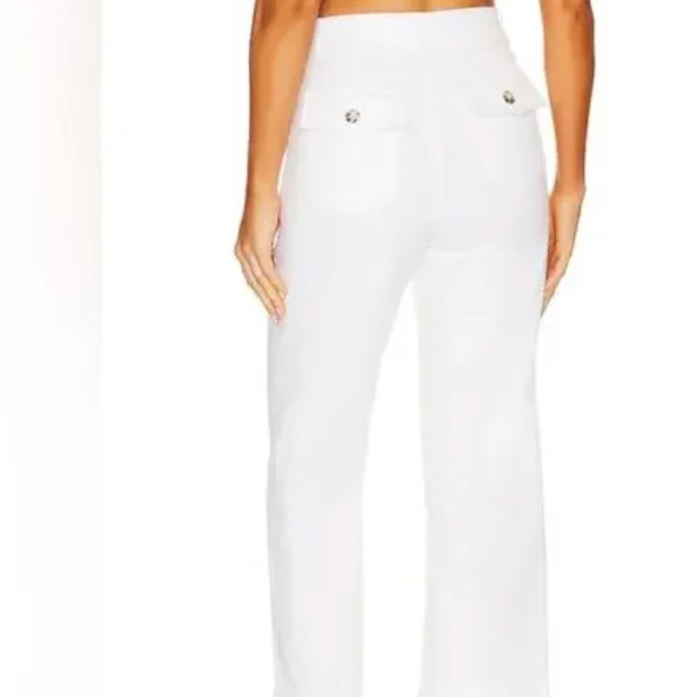 NEW SPANX BRIGHT WHITE Stretch Twill Cropped Wide Leg Pant POCKETS Size Small